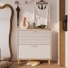 Racxily Narrow Shoe Cabinet with 2 Flip Drawers, Freestanding 8-16 Pair Storage Organizer with Wood Legs, White/Natural - 4 of 4