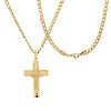 Steeltime 24" Men's 18k gold plated stainless steel St. Benedict crucifix pendant with greek key accents - 2 of 4