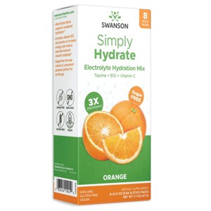 Swanson Simply Hydrate Electrolyte Hydration Mix - Orange, 8 Stick Packs - 1 of 3