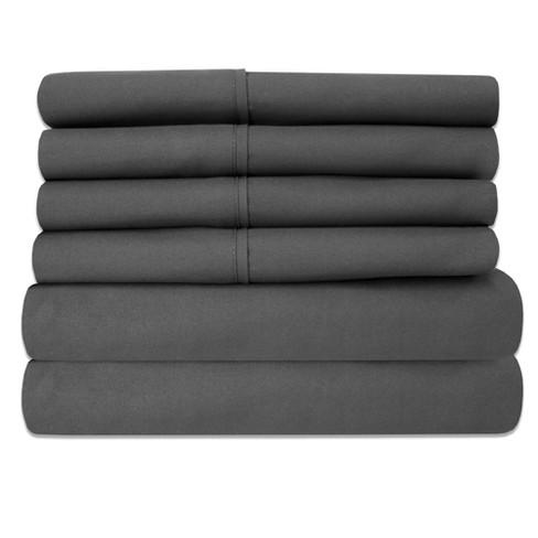 Sweet Home Collection  Fitted Sheet Brushed Microfiber Bottom Sheets With  Built In Sheet Straps, Queen, Gray : Target