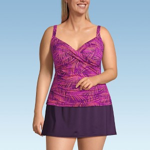 Lands' End Women's Wrap Underwire Tankini Top Swimsuit - 1 of 3