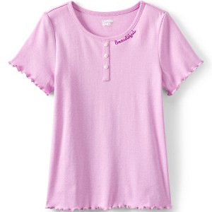 Lands' End Kids Short Sleeve Ribbed Henley T-Shirt - 1 of 2
