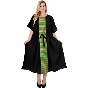 HAPPY BAY Women's House Daily Routine Evening Wear Vacation Casual Dailywear Holiday Loungewear Plus Size Caftan Maxi Boho Nightwear 2X-3X Black, - 1 of 3
