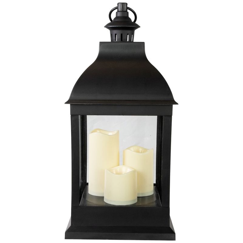 Northlight 20" Black Lantern with 3 Flameless LED Candles, 1 of 9
