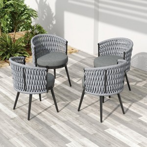 Christopher Knight Home Laville Modern Outdoor Handwoven Rope Dining Chairs with Cushions (Set of 4) - 1 of 4