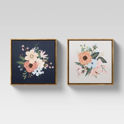 (Set of 2) 12" x 12" Floral Framed Wall Canvas - Opalhouse™