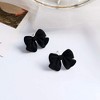 Artist Bow Tie Ribbon Stud Earrings for Women Black Daily Bow Earring Jewelry (1 Pair Black) - 4 of 4