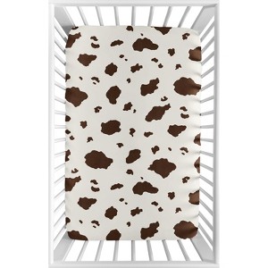 Sweet Jojo Designs Gender Neutral Unisex Baby Fitted Mini Crib Sheet Western Cowgirl Brown Off White - 1 of 4