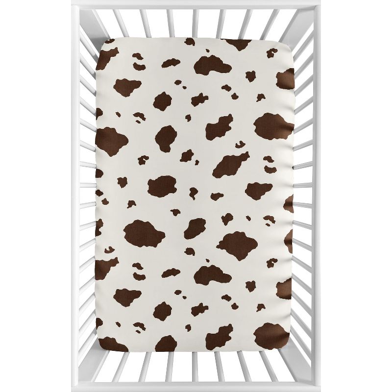 Sweet Jojo Designs Gender Neutral Unisex Baby Fitted Mini Crib Sheet Western Cowgirl Brown Off White, 1 of 7