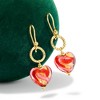 Ross-Simons Italian Red and Pink Murano Glass Heart Drop Earrings in 18kt Gold Over Sterling - 4 of 4