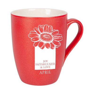 Elanze Designs Joy Faithfulness And Love April Crimson Red 10 ounce New Bone China Coffee Cup Mug