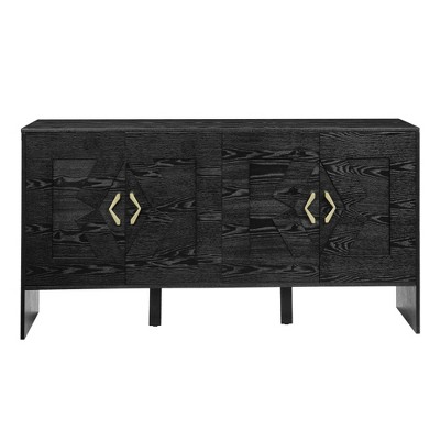 Lirago Mid Century Modern Buffet Cabinet with Storage Decorative TV Media Console Black 31.5"H x 15.75"D x 60"W