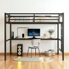 Full Size Metal Loft Bed Frame with Desk, Space-Saving Bed with Guardrails ,kids bed - 2 of 4