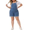Agnes Orinda Women's Plus Size Adjustable Strap Pocket Roll Hem Denim Overall Jean Shorts - 2 of 4
