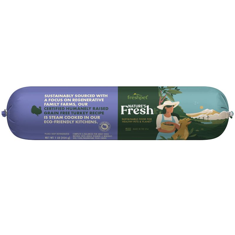 Freshpet Nature&#39;s Fresh Roll Grain Free Turkey Recipe Refrigerated Wet Dog Food - 1lbs, 1 of 8