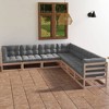 vidaXL Patio Lounge Set Outdoor Sofas with Cushions Poly Rattan Dark Grey - Natural - 2 of 4