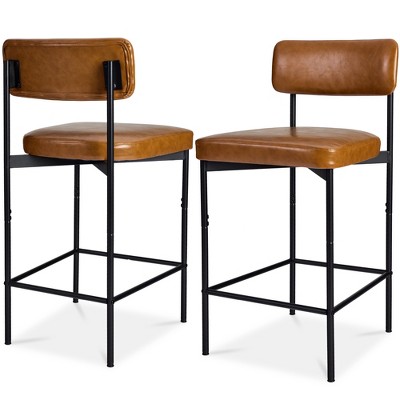 Best Choice Products Set of 2 Faux Leather Counter Stools for Kitchen Island and Dining w/ Metal Frame