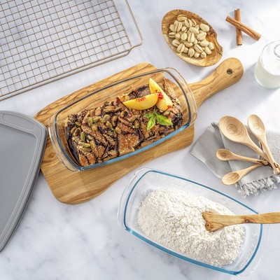 JoyJolt 3-Piece Glass Loaf Pan Set with Gray Lids