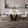 Modern Imitation Marble Pattern Dining Table,Dining Table With Tempered Glass Tabletop And MDF Legs,Rectangular Kitchen Table-Cuddlewood - 2 of 4