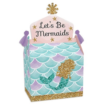 Big Dot of Happiness Let's Be Mermaids - Treat Box Party Favors - Baby Shower or Birthday Party Goodie Gable Boxes - Set of 12