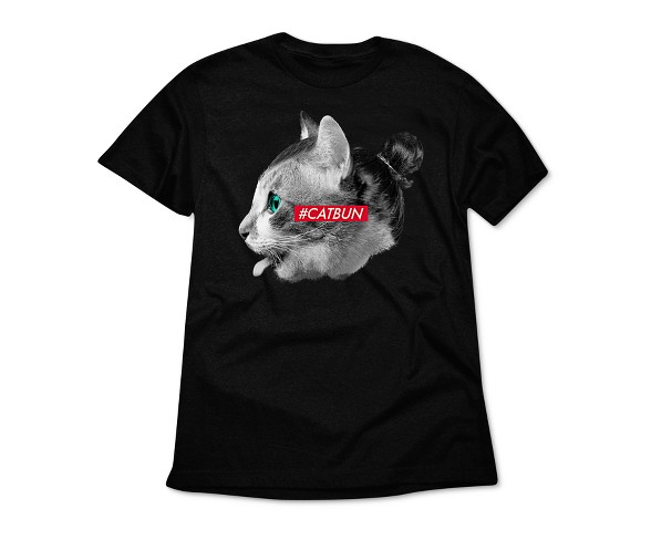 Men's Cat Bun Short Sleeve Graphic T-Shirt - Black S