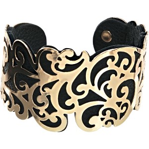 Pavilion Gift Company - Gold & Black - 1.5" Flourish Cuff Bracelet - Bracelets - 1 of 4