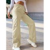 Coolmee Women's Cargo Pants Wide Leg Casual High Waist Baggy Elastic Drawstring Hiking Track Outfits Sweatpants - 2 of 4