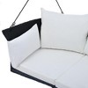 NAYSAYE Patio Swing Woven Hanging Seat with Cushion and Adjustable Ropes for Porch Relaxation, Black and White, 24.4"*15.3"*29.89" - 3 of 4