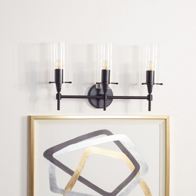 Norala Matte Black 27" Industrial 3-Light Vanity Sconce