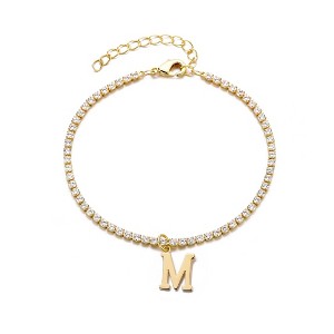 Adornia 14k Gold Plated Tennis Bracelet with Initial Charm - 1 of 2