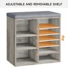 Shoe Storage Bench, 5 Cubbies Storage Rack Bench with Cushion, Entryway Bench - 3 of 4