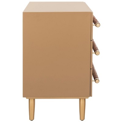 Raquel Light Brown and Gold 3-Drawer Chest