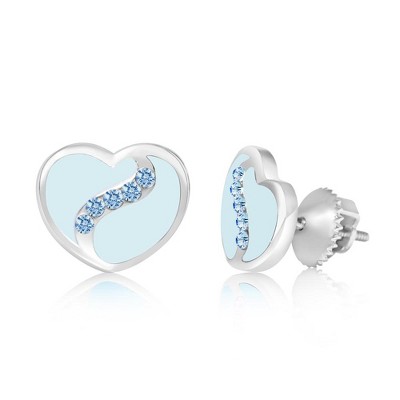 Chanteur Hypoallergenic Kids Jewelry Accessories Heart Swirl CZ White Gold Palladium Plating Stud Earrings Surgical Titanium Posts