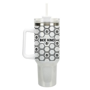 Elanze Designs Bee Kind Honeycomb Hive Queen 40 oz. Stainless Steel, Large Water Bottle Coffee Mug, Spill & Leak Resistant, Thermal Travel Tumbler - 1 of 1