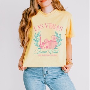 Simply Sage Market Women's Las Vegas Social Club Relaxed Fit Cropped Tee - 1 of 4