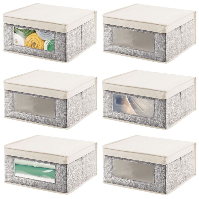 mDesign Medium Fabric Closet Storage Box with Front Window/Lid, 1 of 10