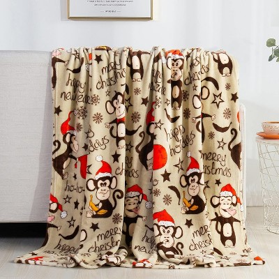 Comfort Flannel Blanket Super Soft Christmas Prints Throw Blanket Christmas Gift.