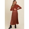 Pinkblush Brown Knit Contrast Top Satin Maternity Midi Dress - 2 of 3