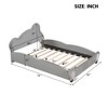 Twin Size Velvet Platform Bed with Bear-Shaped Headboard, with Bed-End Storage Pocket, Gray - 4 of 4