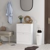 HOMCOM Slim Shoe Cabinet for Entryway, Modern Hidden Shoe Storage Cabinet with 2 Flip Drawers and Adjustable Shelves for 12 Pairs of Shoes, White - 2 of 4