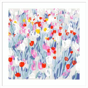 33" x 33" Tulip Field by Jenny Frean Wood Framed Wall Art Print - Amanti Art: Modern Acrylic Lithograph, Hardwood Frame - 1 of 4