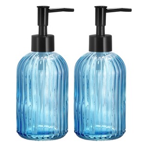 Unique Bargains Large Capacity Glass Soap Dispenser With Durable Black Pump 2 Pcs - 1 of 4