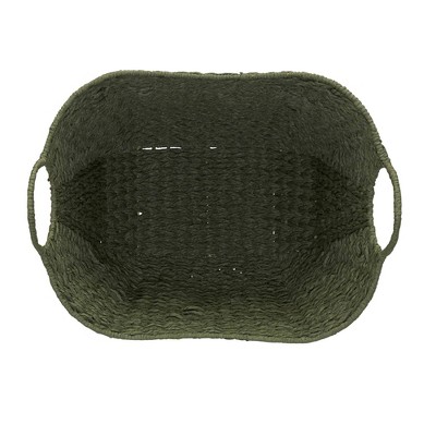 Olive Green Seagrass Oval Storage Basket with Wire Handles