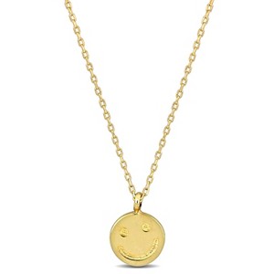 EVERLY JEWELRY | 14K Yellow Gold Smiley Face Pendant with Chain - 17 inch - 1 of 3