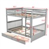 RISOKEYS Full-Over-Full Bunk Bed - Solid Wood Bunk Bed with Ladders, Two Storage Drawers, Guardrail, Convertible to 2 Separate Beds - 3 of 4