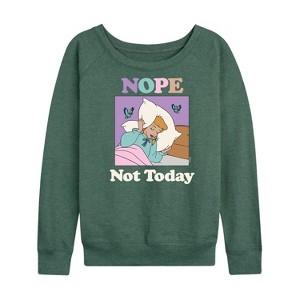 Women's - Disney Princess - Aurora Sleeping Beauty Nope Not Today Lightweight French Terry Wide Neck Long Sleeve Shirt - 1 of 4