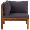 vidaXL Sectional Corner Sofa with Dark Gray Cushions Solid Acacia Wood - 3 of 4