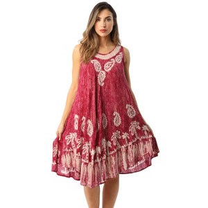 Riviera Sun Rayon Crepe Marble Sleeveless Umbrella Dress - 1 of 4
