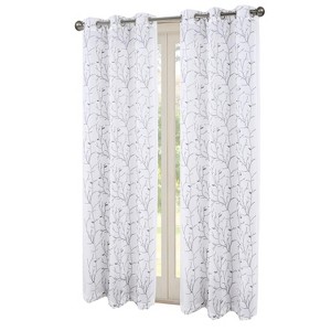 RT Designers Collection Lucia Embroidery Doily Grommet Sheer Curtain Panel Pair Silver - 1 of 4