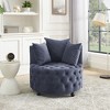 CAVINAS Soft Bean Bag Chair, Velvet Upholstered Swivel Chair for Living Room, with Button Tufted Design and Movable Wheels, Including 3 Pillows - 2 of 4